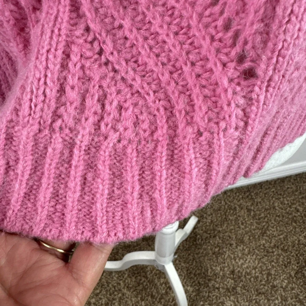 Madewell Women's XS Chunky Crew Alpaca Blend Pullover Sweater Pink EUC - Picture 5 of 12